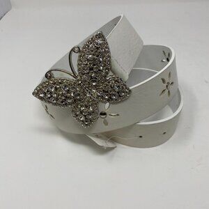 NEW juliana collezione leather belt w/ rhinestone butterfly